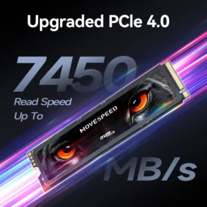 موف سبيد HB7450 512GB SSD لجهاز PS5 ، وسيط تخزين داخلي ذو حالة ثابتة بمنفذ PCIe 4.0 وذاكرة مستديمة M.2 - حتى 7450 ميجابايت/ثانية